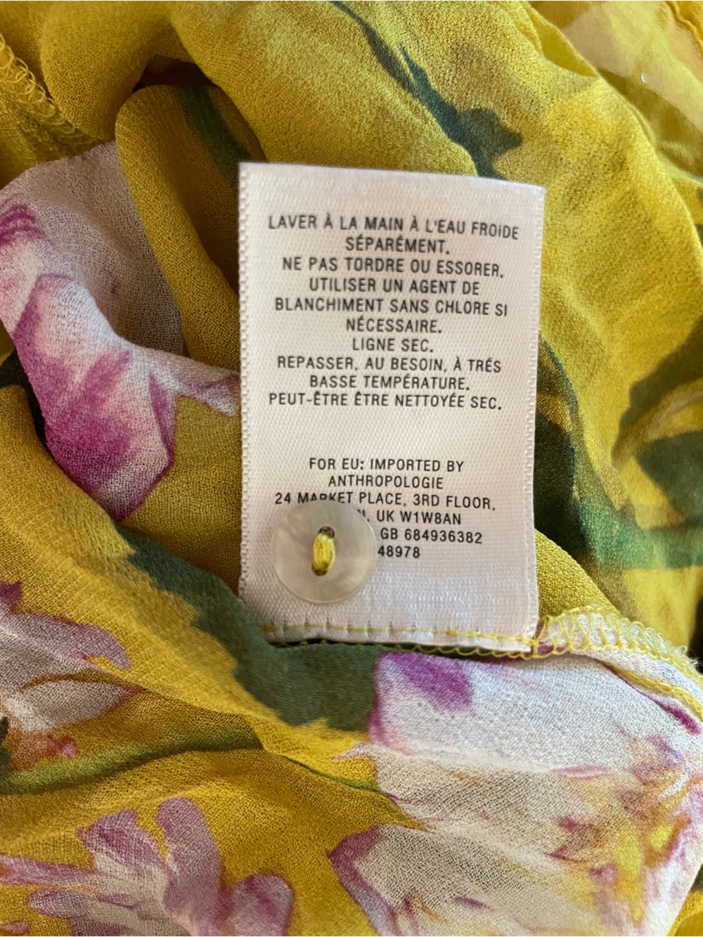 Anthropologie Mustard Yellow Floral Duchess Sleeveless Buttondown Top Size 6 - Picture 7 of 7